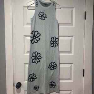 Wild Fable Light Blue Maxi Dress with Black Floral Design